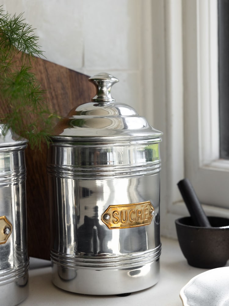 Rockett St George Silver Vintage Sugar Tin Storage Jar - Image 1 of 8