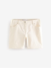 White Maternity Denim Boyfriend Shorts - Image 5 of 6