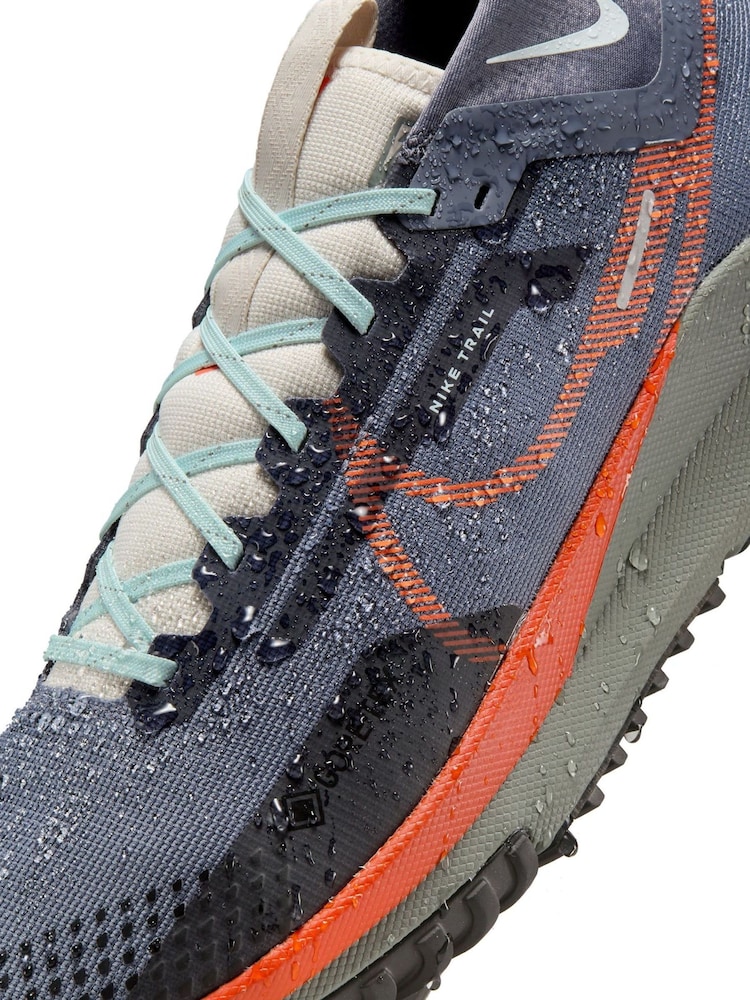 Nike Grey/Orange React Pegasus Trail 4 Gore-Tex Running Trainers - Image 11 of 13