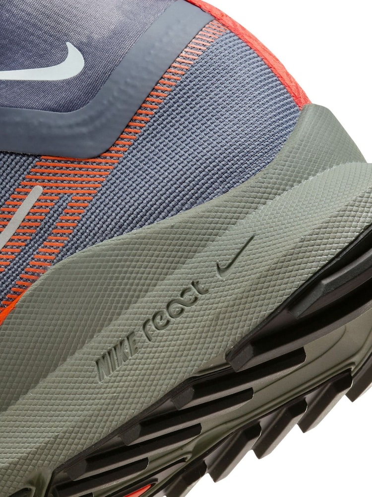 Nike Grey/Orange React Pegasus Trail 4 Gore-Tex Running Trainers - Image 12 of 13