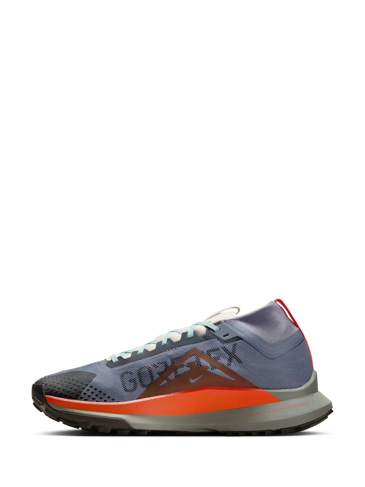 Nike Grey/Orange React Pegasus Trail 4 Gore-Tex Running Trainers - Image 2 of 13