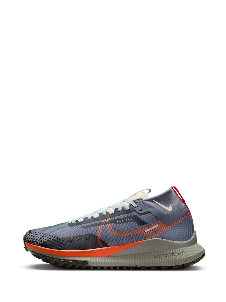 Nike Grey/Orange React Pegasus Trail 4 Gore-Tex Running Trainers - Image 4 of 13
