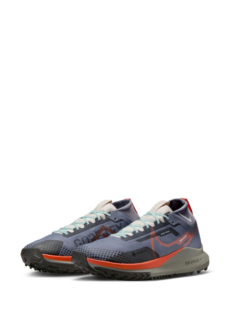 Nike Grey/Orange React Pegasus Trail 4 Gore-Tex Running Trainers - Image 5 of 13