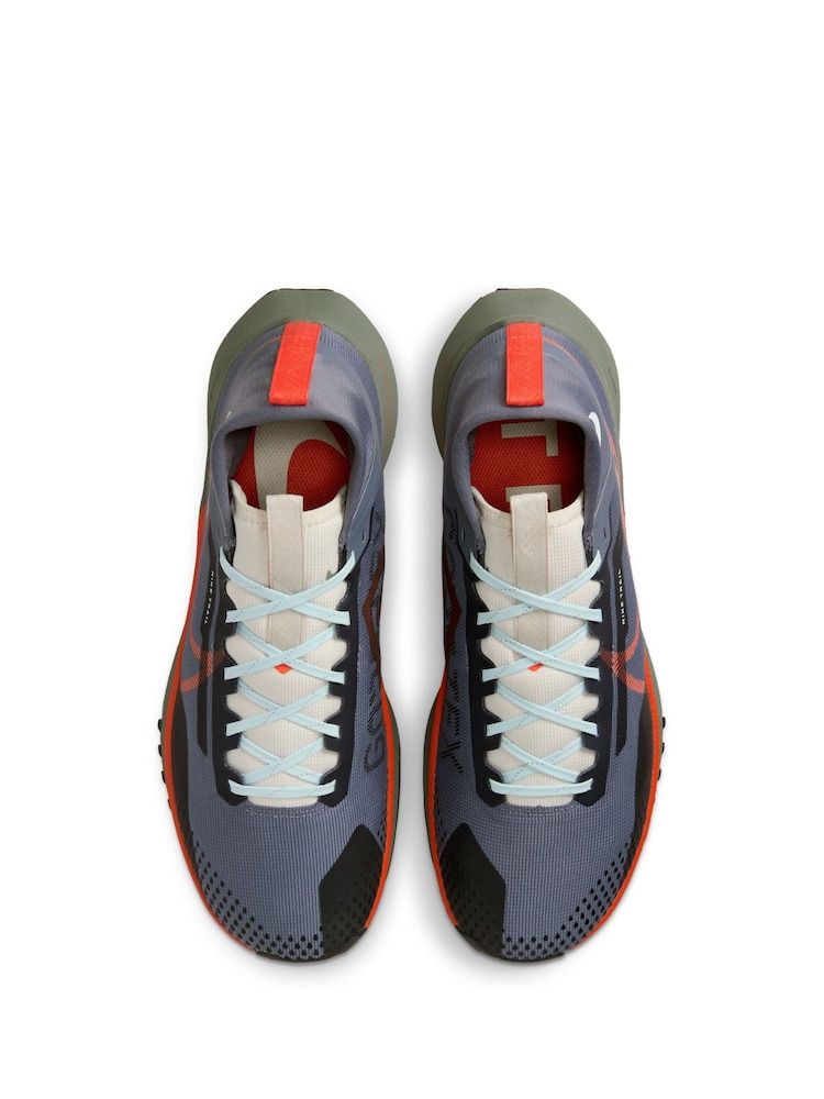 Nike Grey/Orange React Pegasus Trail 4 Gore-Tex Running Trainers - Image 7 of 13