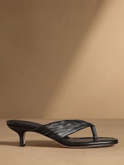 Russell & Bromley Black Trent Toe Post Kitten Heels - Image 2 of 7