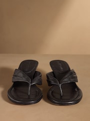 Russell & Bromley Black Trent Toe Post Kitten Heels - Image 3 of 7