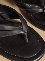 Russell & Bromley Black Trent Toe Post Kitten Heels - Image 4 of 7