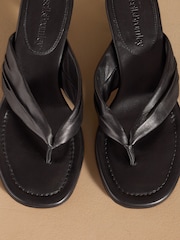 Russell & Bromley Black Trent Toe Post Kitten Heels - Image 7 of 7