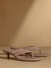 Russell & Bromley Taupe Trent Toe Post Kitten Heels - Image 1 of 7