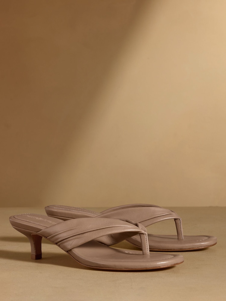 Russell & Bromley Taupe Trent Toe Post Kitten Heels - Image 1 of 7 Russell & Bromley Taupe Trent Toe Post Kitten Heels - Image 1 of 7