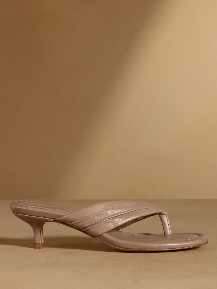 Russell & Bromley Taupe Trent Toe Post Kitten Heels - Image 2 of 7 Russell & Bromley Taupe Trent Toe Post Kitten Heels - Image 2 of 7