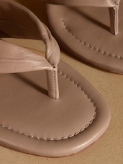 Russell & Bromley Taupe Trent Toe Post Kitten Heels - Image 4 of 7