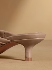 Russell & Bromley Taupe Trent Toe Post Kitten Heels - Image 6 of 7