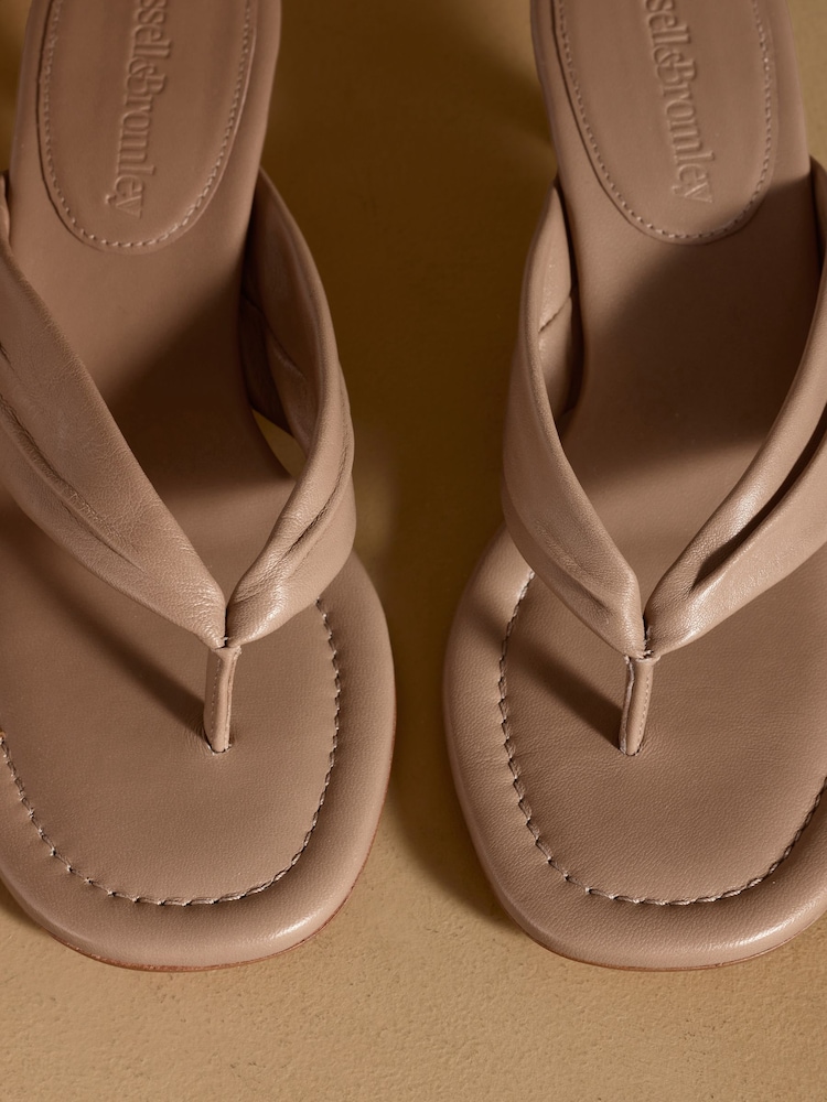 Russell & Bromley Taupe Trent Toe Post Kitten Heels - Image 7 of 7 Russell & Bromley Taupe Trent Toe Post Kitten Heels - Image 7 of 7