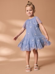 Blue Butterfly Mesh Dress (3mths-7yrs) - Image 2 of 7