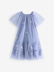 Blue Butterfly Mesh Dress (3mths-7yrs) - Image 6 of 7
