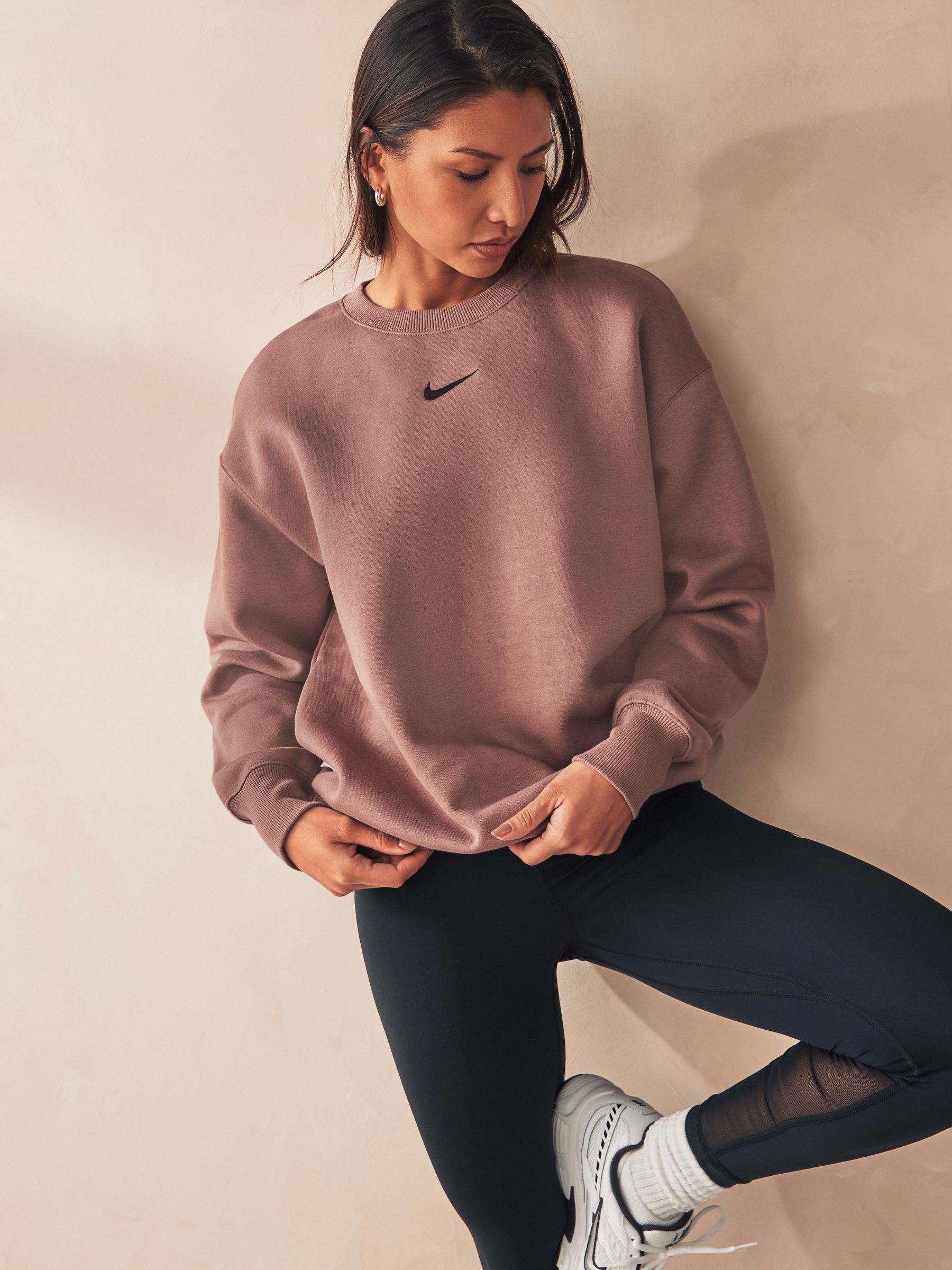 Buy Nike Brown Oversized Mini Swoosh Sweatshirt from Next Luxembourg