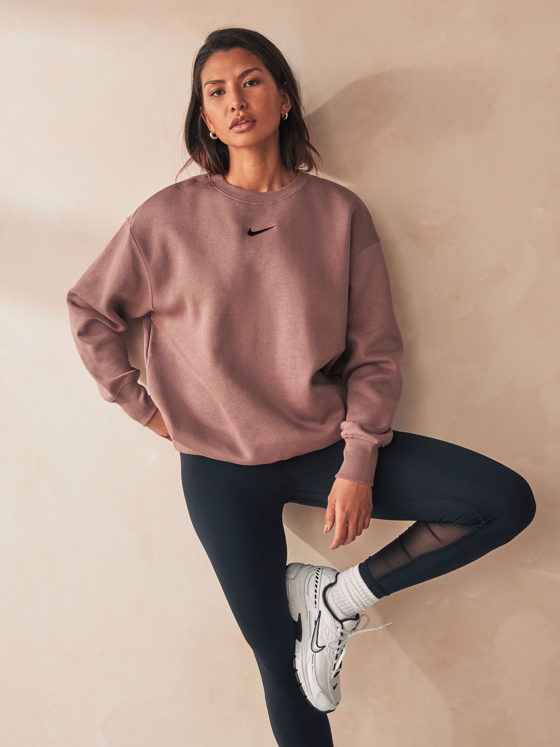 Buy Nike Brown Oversized Mini Swoosh Sweatshirt from Next Luxembourg