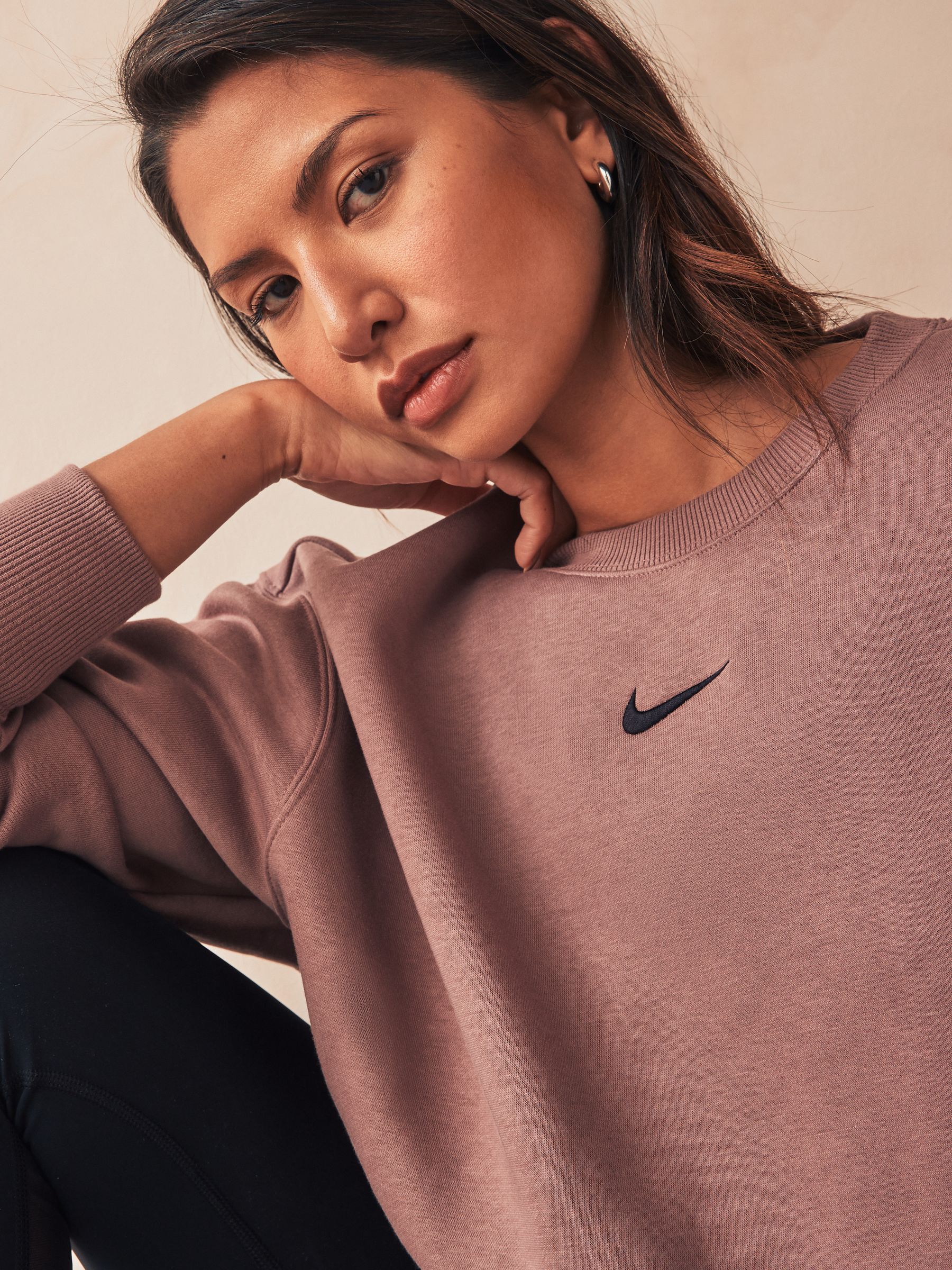 Buy Nike Brown Oversized Mini Swoosh Sweatshirt from Next Luxembourg
