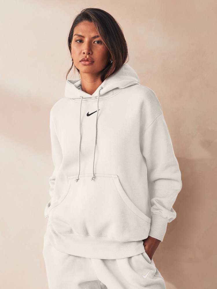 Nike Sail Oversized Sportswear Phoenix Fleece Mini Swoosh Pullover Hoodie - Image 1 of 6
