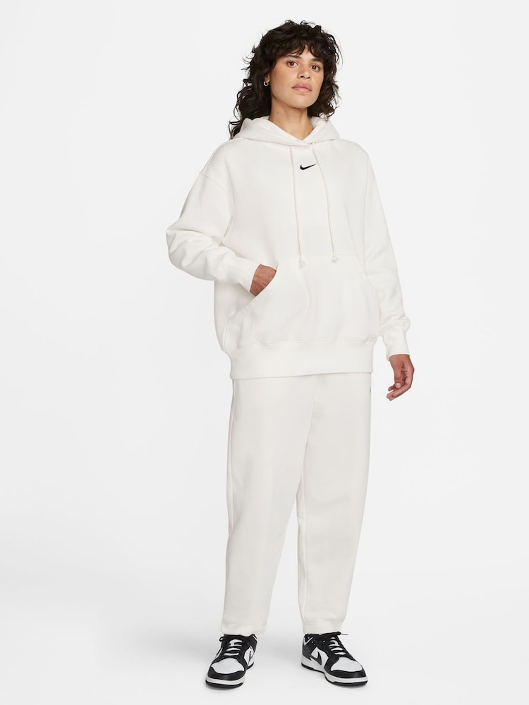 Nike Sail Oversized Sportswear Phoenix Fleece Mini Swoosh Pullover Hoodie - Image 4 of 6