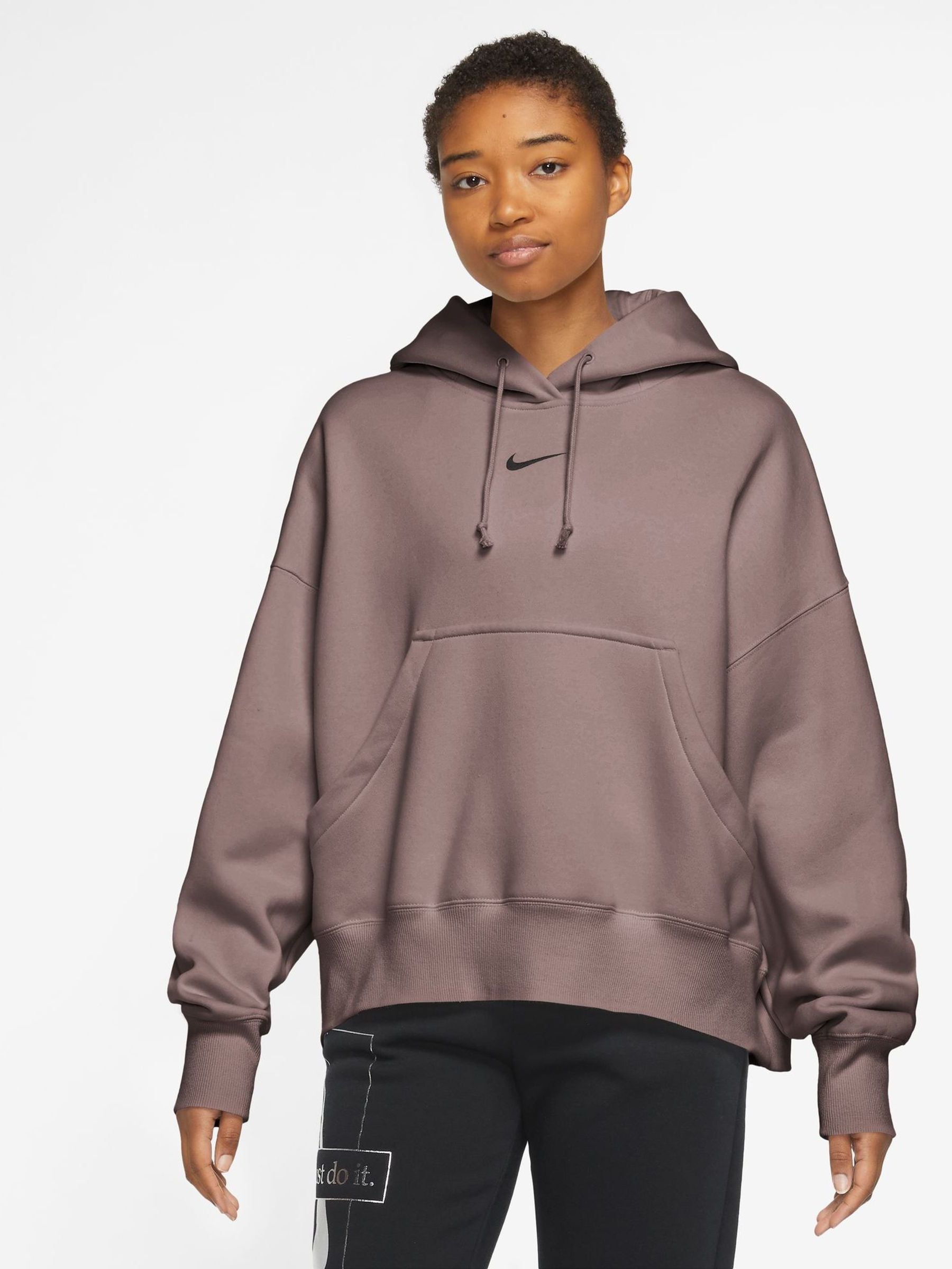 Buy Nike Brown Oversized Mini Swoosh Hoodie from Next Luxembourg