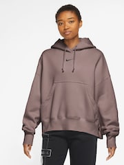 Nike Brown Oversized Mini Swoosh Hoodie - Image 1 of 4
