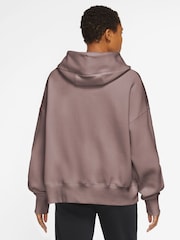 Nike Brown Oversized Mini Swoosh Hoodie - Image 3 of 4