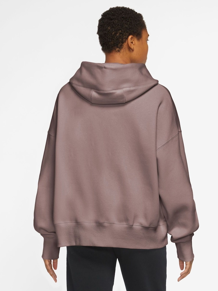 Nike Brown Oversized Mini Swoosh Hoodie - Image 3 of 4