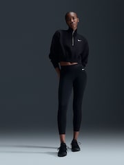 Nike Black Phoenix Fleece Half Zip Mini Swoosh Cropped Sweatshirt - Image 1 of 6
