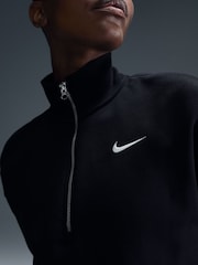 Nike Black Phoenix Fleece Half Zip Mini Swoosh Cropped Sweatshirt - Image 5 of 6