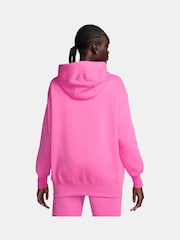 Nike Bright Pink Phoenix Fleece Oversized Mini Swoosh Pullover Hoodie - Image 3 of 10