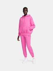 Nike Bright Pink Phoenix Fleece Oversized Mini Swoosh Pullover Hoodie - Image 4 of 10