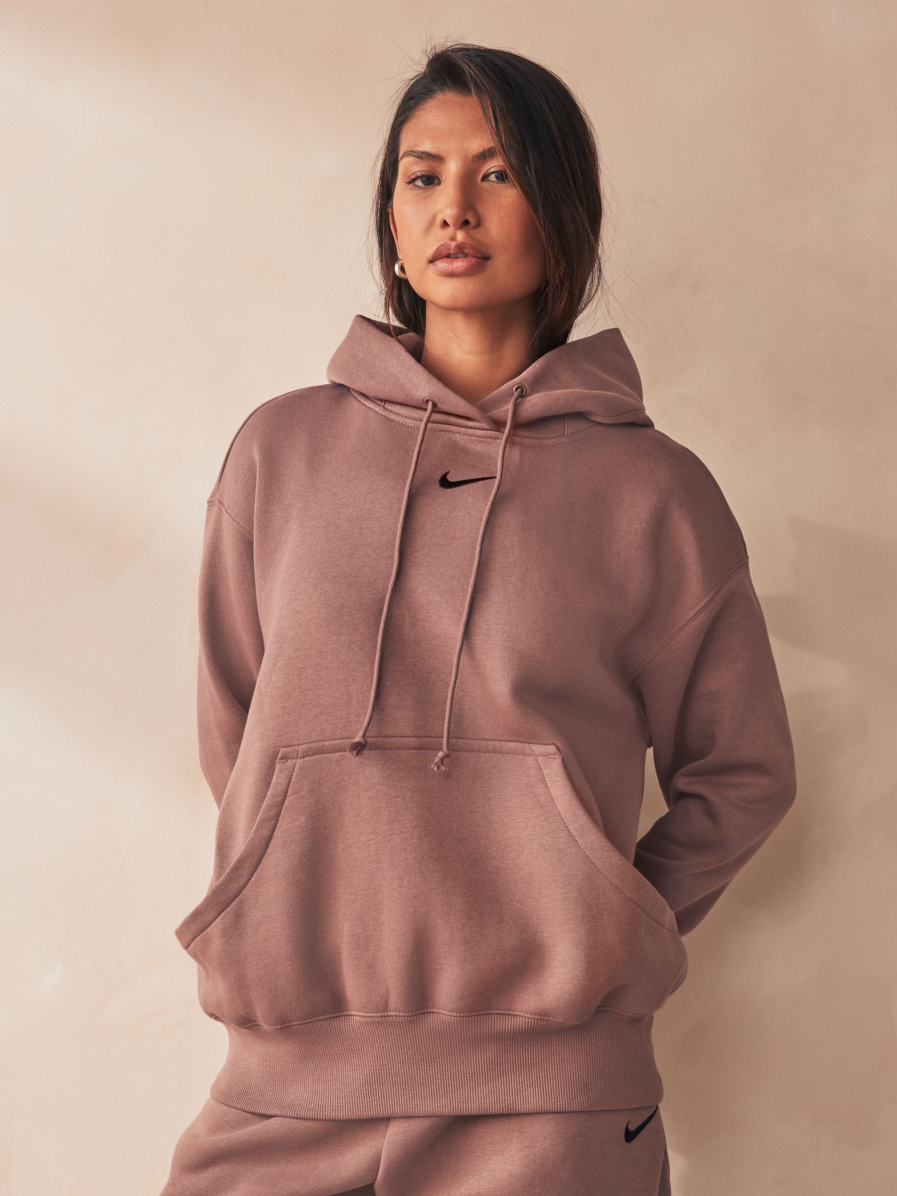 Buy Nike Brown Sportswear Phoenix Fleece Oversized Mini Swoosh Pullover Hoodie from Next France