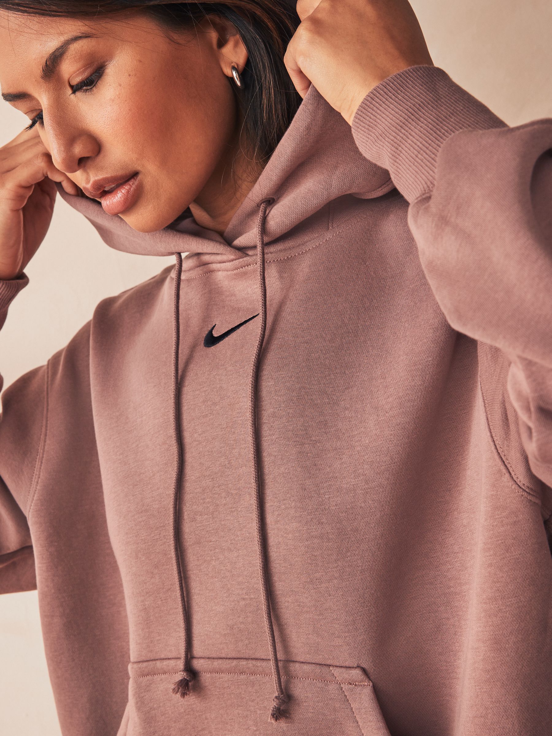 Buy Nike Brown Sportswear Phoenix Fleece Oversized Mini Swoosh Pullover Hoodie from Next France