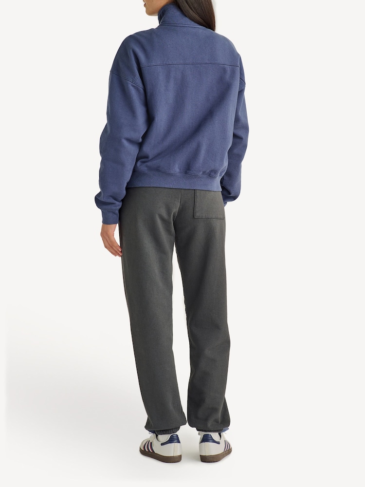 Sporty & Rich Blue Vendome Embroidered Quarter Zip Sweatshirt - Image 2 of 5