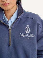 Sporty & Rich Blue Vendome Embroidered Quarter Zip Sweatshirt - Image 4 of 5