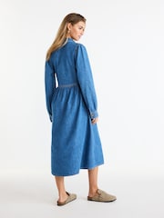 Mid Blue Denim Smock Midi Dress - Image 3 of 6