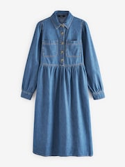 Mid Blue Denim Smock Midi Dress - Image 5 of 6