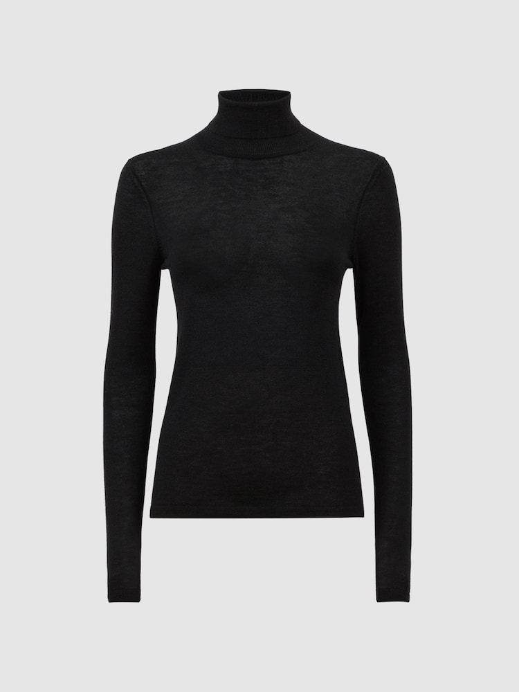 Reiss Black Hazel Cashmere Roll Neck Top - Image 2 of 5 Reiss Black Hazel Cashmere Roll Neck Top - Image 2 of 5