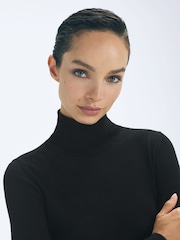 Reiss Black Hazel Cashmere Roll Neck Top - Image 3 of 5