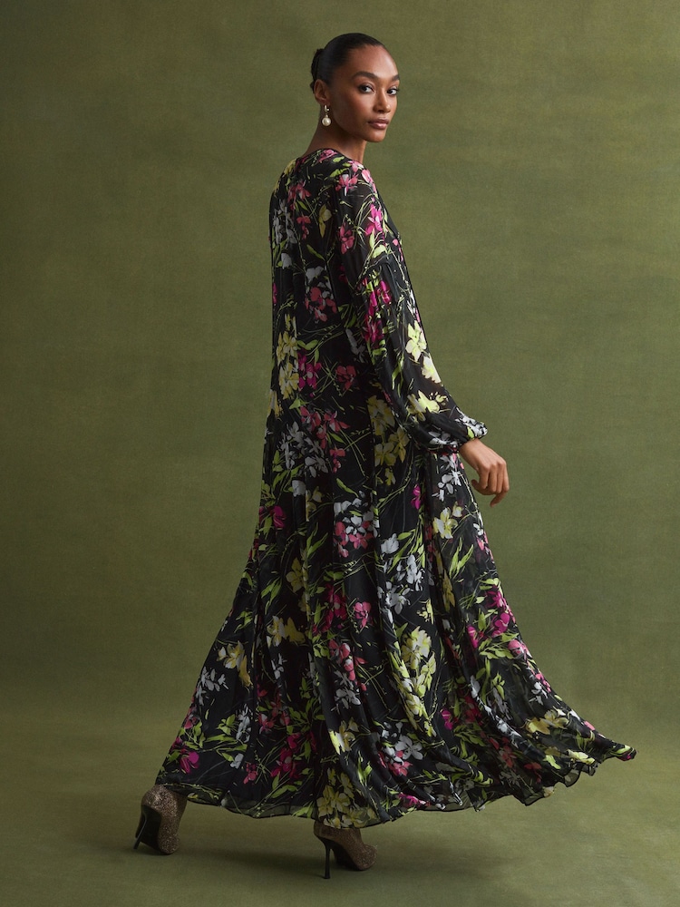 chinese dress ladies Printed Column Maxi Dress  Florere