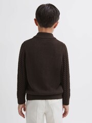Reiss Chocolate Bantham 9-14 yrs Slim Fit Knitted Half-Zip Jumper - Image 5 of 6