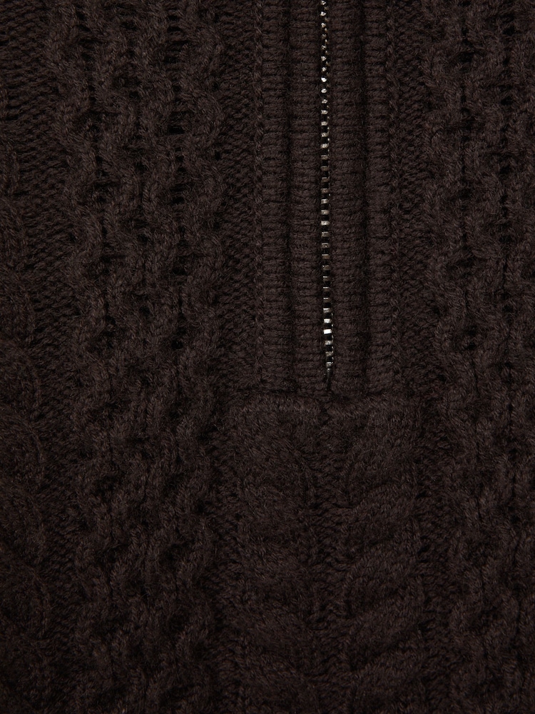 Reiss Chocolate Bantham 9-14 yrs Slim Fit Knitted Half-Zip Jumper - Image 6 of 6