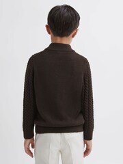 Reiss Chocolate Bantham 9-14 yrs Slim Fit Knitted Half-Zip Jumper - Image 8 of 12