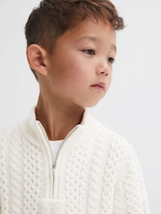 Reiss Ecru Bantham 9-14 yrs Slim Fit Knitted Half-Zip Jumper - Image 1 of 5