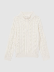 Reiss Ecru Bantham 9-14 yrs Slim Fit Knitted Half-Zip Jumper - Image 2 of 5