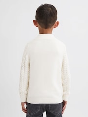 Reiss Ecru Bantham 9-14 yrs Slim Fit Knitted Half-Zip Jumper - Image 4 of 5
