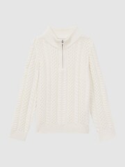 Reiss Ecru Bantham 3-9 yrs Slim Fit Knitted Half-Zip Jumper - Image 2 of 6