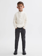 Reiss Ecru Bantham 3-9 yrs Slim Fit Knitted Half-Zip Jumper - Image 3 of 6